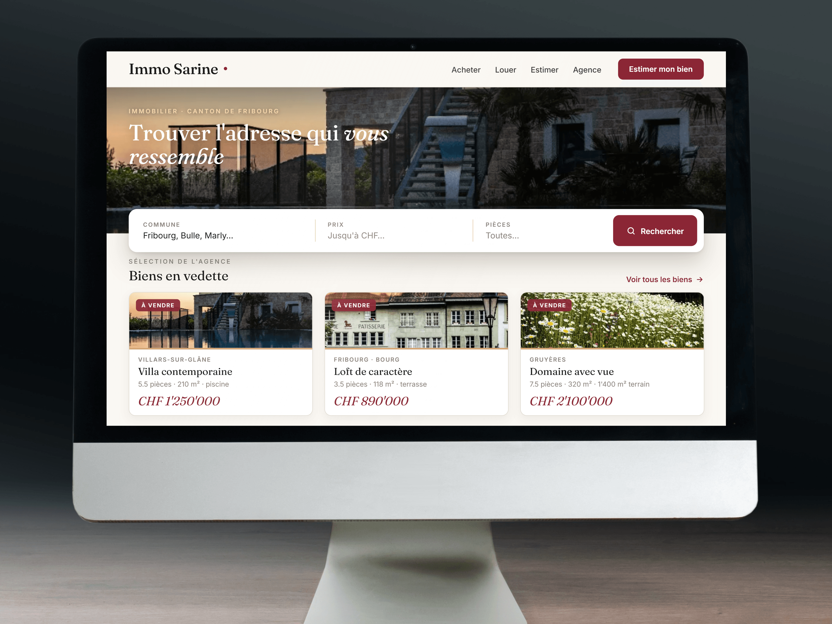 Site web — Immo Sarine, agence immobilière
